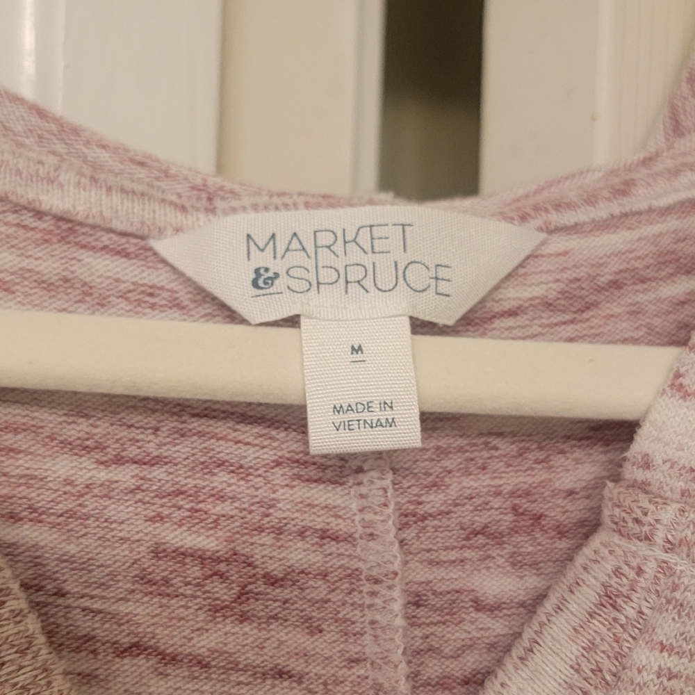 Market & Spruce Heathered Pink Hoodie Top - Picture 3 of 5